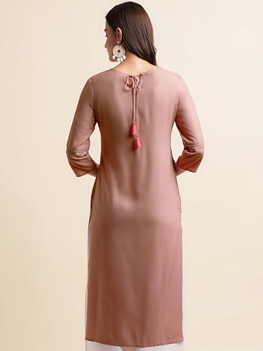 Image of MIRCHI FASHION Women's Straight Fit Rayon Sequins Embroidered and Polka Dots Printed Kurti Only