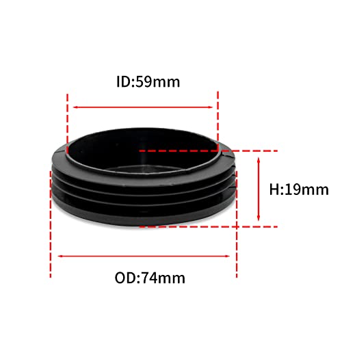 Image of Flyshop Plastic Hole Plug Round Tubing End Cap, Black, 74mm 2-7 /8 inch | 8 Pack, Chair Glide Inserts