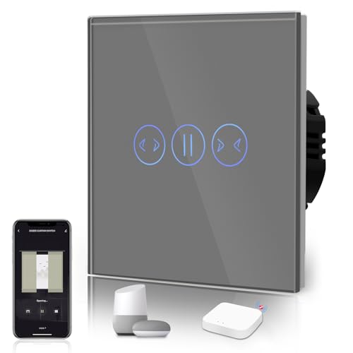 BSEED WiFi Smart Alexa ZigBee Interruttore per tenda in vetro, 1 confezione da 1 via, bianco, 86 mm, controllo app, funziona con Alexa/Google Home fai da te, solo 2,4 GHz, grigio