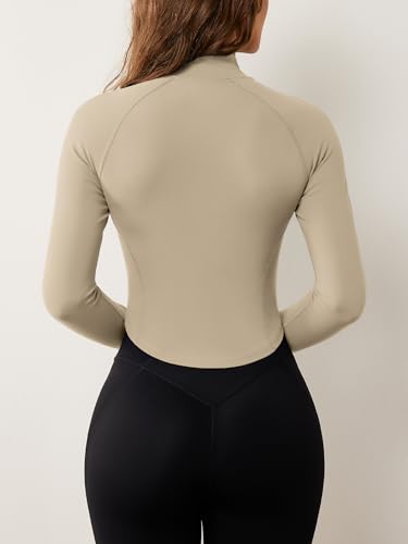 Image of AVGO Women's Workout Jacket Lightweight Zip Up Cropped Yoga Jackets Slim Fit Athletic Tops with Thumb Holes