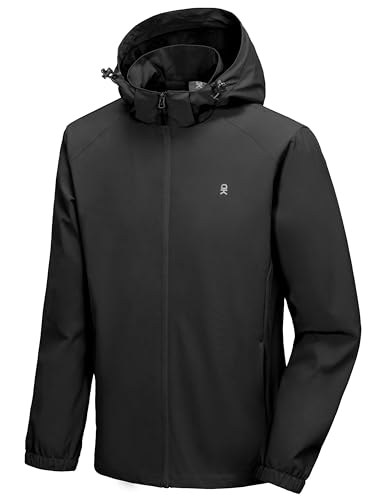 Image of Little Donkey Andy Men's Lightweight Windbreaker Jacket Removable Hooded Windproof Coat for Running Hiking Golf