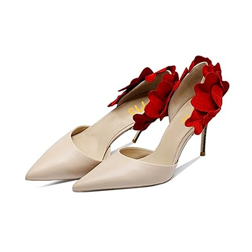 FYS Women's Graceful Pointed Toe Heeled D'Orsay Sexy Floral Stiletto High Heel Pump Crocodile Print Slip On Party Dress Date Shoes Size 4-16 US2