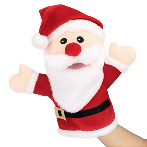 Hopearl Plush Christmas Santa Claus Hand Puppet with Open Movable Mouth for Imaginative Play, Role Play, Interactive Toy for Storytelling Teaching...