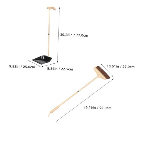 NIYANGLE Kehrschaufel Set mit Langem Holzgriff Weiche Naturpalmenborsten Abnehmbarer Besen Sanfte Bodenreinigung für Parkett Fliesen Laminat Platzsparend Ergonomisch Vielseitig für – Bild 3