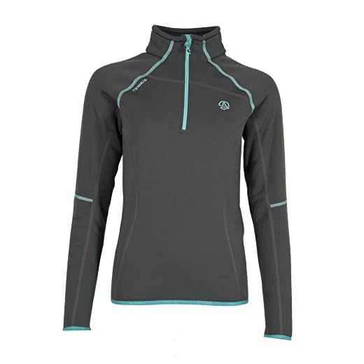 Ternua Kanya 1/2 Zip W Camiseta de Manga Larga, Mujer, Negro (Whales Grey/Blue Curacao), M