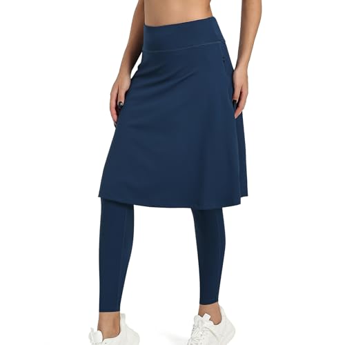 Women Knee Length Skirts with Leggings,Skirted Leggings Women,Knee Length Midi Long Swim Skorts Zipper Pockets3