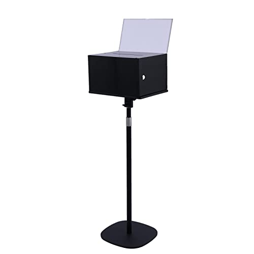 Garvin Suggestion Box With Stand, Floor Acrylic Ballot Box With Lock & Sign Holder, Floor Standing Donation Box For Home Office Election Church, 13.25" W X 10.75" D X 7.75" H, Black #TOP2