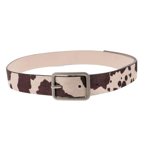 GALPADA Adjustable Cow Print Western Belt for Women Faux Horsehair PU Leather Fashion Belt Animal Pattern Waistband for Jeans and Trousers