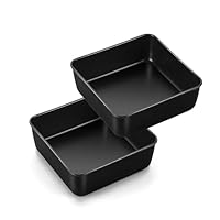 TEAMFAR Quadratisch Auflaufform 2er Set, Edelstahl Brownie Kuchenform Eckig mit Antihaftbeschichtet, Perfekt für Lasagne Brownie Kuchen, Ungiftig, Leicht zu reinige, 15,9cm