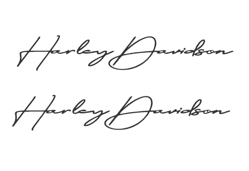 handscript Decal 2"x10" Moto HD #2 (Right and Left) Piece Waterproof, Easy to Apply. (Black)