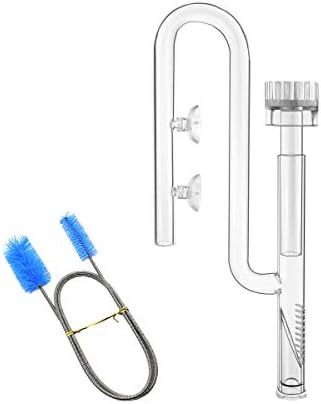 IAFVKAI 17mm Glass Aquatic Skimmer Inflow Lily Pipe for Aquarium Filter 5/8" i.d. (16/22mm) Tubing and Stainless Steel 90cm Flexible Cleaning Brush for Aquarium Planted Tank