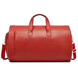 Leather Garment Bag Women, Carry on Garment Bag for Travel Convertible Garment Duffel Bag 2 in 1 Waterproof Foldable Travel Suit Bag Weekender Bag with Shoe Pouch