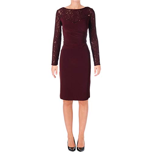 Lauren by Ralph Lauren Women's Lace-Trim Jersey Sheath Dress (2, Red)