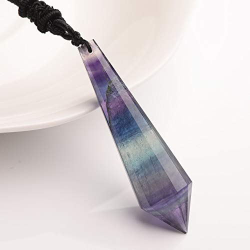EASTCODE Wholesale Colorful Fluorite Natural Stone Pendant Spirit Pendulum Pendant Rope Chain Necklace Lucky for Women Men Stone Jewelry