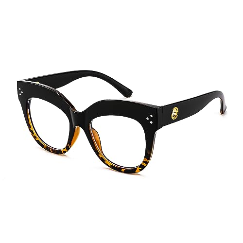 Image of FEISEDY Cat Eye Blue Light Glasses Oversized Vintage Chunky Computer Glasses for Women Hipster Party B0026