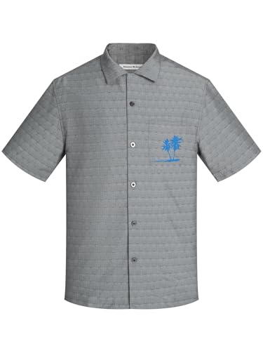 Havana Breeze Mens Hawaiian Shirt Short Sleeve Plaid Beach Shirts Casual Relaxed-Fit Print Camp Shirts Grey Plaid XL - image 1