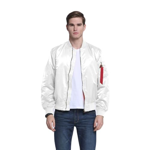 Image of CORIRESHA Mens NASA Embroidery Badge Slim Fit Bomber Jackets Zipper Windbreaker