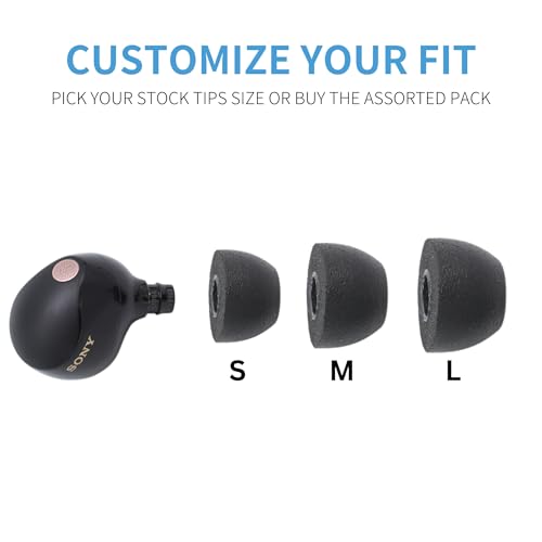 Comply Foam Ear Tips for Sony TrueWireless Earbuds, Medium, 3 Pairs, Black - Ultimate Comfort, Unshakeable Fit, Memory Foam Earbud Tips, Earbud Replacement Tips, Made in The USA