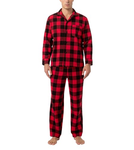 LAPASA Herren Pyjama-Set Relaxed Fit Lounge Top & Hose, Flanell...