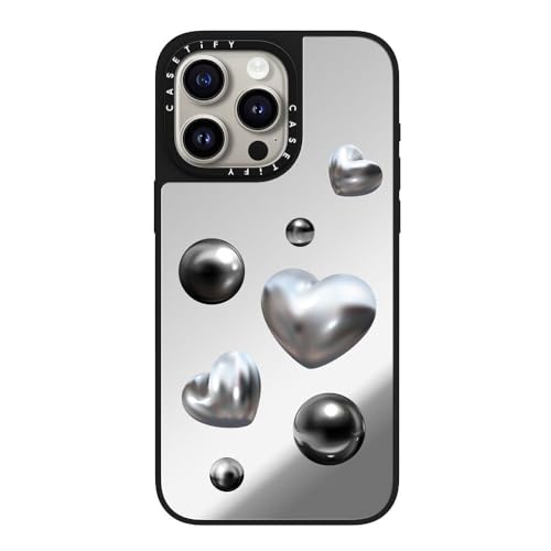 Coque miroir pour iPhone 15 Pro Max CASETiFY Chrome Love argent