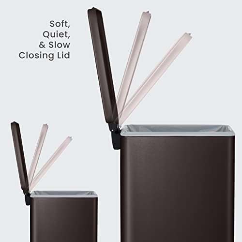 Home Zone Living 12 Gallon And 2.5 Gallon Kitchen Trash Can Combo Value Set, Slim Body Stainless Steel Design, 45 Liter And 9.7 Liter Capacity, Black #TOP4