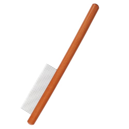 HOUDERCO Metal Dog Comb Hand Comb for Rabbit Indoor Pet Supply with Wooden Handle