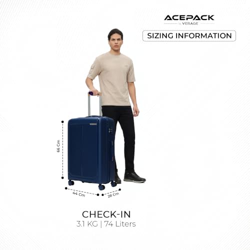 Image of ACEPACK by Verage Megatron Hard Side Polypropylene Luggage Medium Check in 74L | Lightweight Unbreakable Suitcase Set with 360 Silent Spinner Wheels, Number Lock & Telescopic Handle