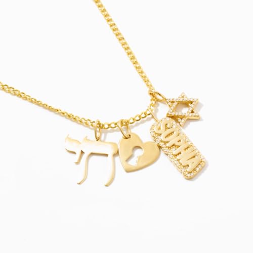Gelin Hebrew Chai Life Charm Pendant in 14K Solid Gold2