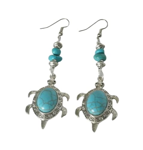 Turquoise Earrings, handmade jewelry turtle boho bohemian hippie southwestern country western southwest