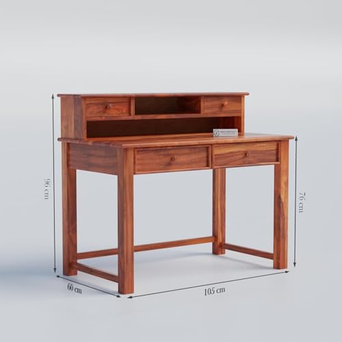 Image of Jangid Handicraft Solid Sheesham Wood Study Table for Adults | Wooden Writing & Computer Desk for Home & Office | Work from Home Table | Rosewood, Honey Finish