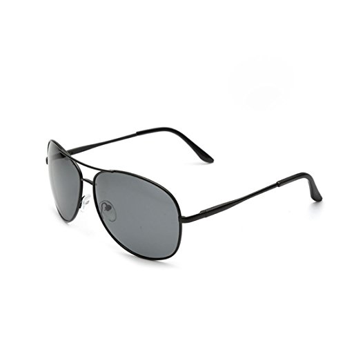 Polarized Sunglasses for Men Women UV400 Protection With Case Retro Sunglasses for Driving Metal Frame Black Oval