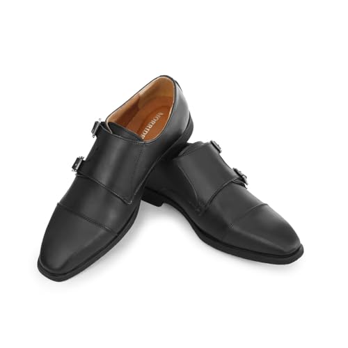 Image of Premium Men's Leather Double Monk Strap Shoes for Office & Casual Wear | Lightweight Comfort Sole | Handcrafted Stylish Shoes for Everyday Use
