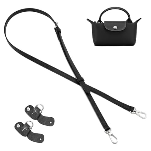 DEVPSISR Bag Shoulder Strap Suitable for Longchamp Mini Bag, Purse Crossbody Replacement Conversion Kit，Black Silver Cover