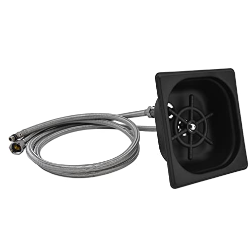 Glass Rinser Stainless Steel Automatic Cup Washer Cleaner for Bar Pub Restaurant Coffee Shop Hotel (Black)