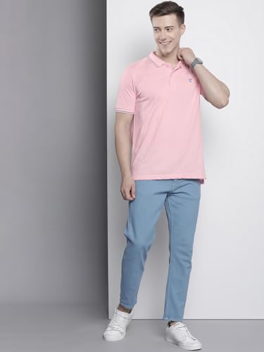 Image of The Indian Garage Co Men Slim Fit Solid Polo Neck Half Sleeves Tshirt
