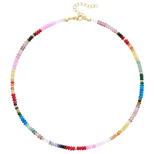 KELORIS PATH Beaded Necklace for Women, Colorful Gemstone Boho Bead Choker for Beach, Trendy Summer Natural Stone Jewelry Gifts