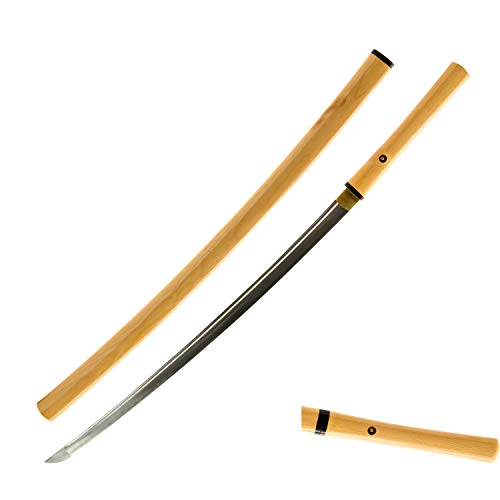 HMS Japanese Samurai Shirasaya Katana Sword, Hand Forged, 1095 Carbon Steel, Clay Tempered, Full Tang, Sharp
