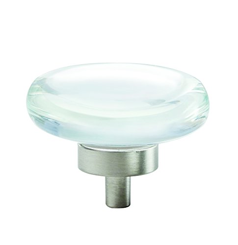 Amerock | Cabinet Knob | Clear/Satin Nickel | 1-3/4 inch (44 mm) Diameter | Glacio | 1 Pack | Drawer Knob | Cabinet Hardware