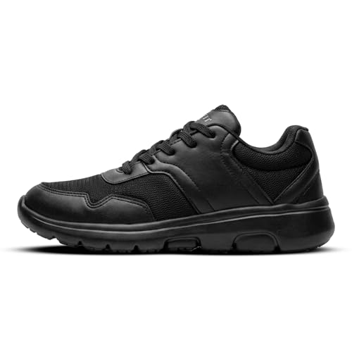 Image of Boldfit School Shoes Black for Boys & Girls Lightweight EVA Sole Breathable Mesh & PVC Upper Anti-Skid Velcro & Lace Closure Uniform Footwear for Kids Comfortable School Shoes