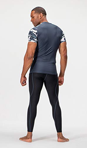 DEVOPS 3 Pack Men's Cool Dry Short Sleeve Compression Shirts, Sports Baselayer T-Shirts Tops, Athletic Workout Shirt