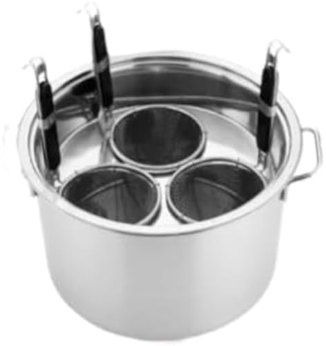 業務用 店舗用 そば鍋 麺料理鍋セット ステンレスザル付 ストック鍋 パスタ鍋 おでん鍋 カレー鍋てぼこし器 3穴 4穴 5穴 IH対応 ガス火対応片手鍋 調理器具 サビない、耐久性と多用途性があり、多機能飲食店家庭用 業務用 (タイプA,3穴)