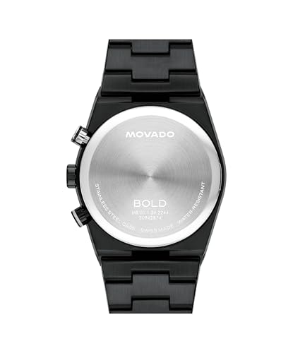 Image of Movado Bold Quest Men's Skeleton Watch - Swiss Quartz Chronograph, Link Bracelet - Classic, Modern Luxury Fashion Timepiece for Him - 40mm