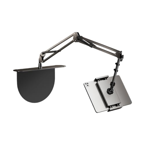 Jopsavm 寝ながら読書スタンド、ポータブル、折りたたみ式、高さ調整可能、堅固なデスクトップ調理本スタンド、ブックスタンド アーム 書見台、読書台 本立て、省スペース、読書用、タブレットスタンド、勉強 料理 (メタルベース - プレミアムエディション