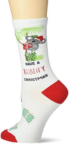 K. Bell Women s Holiday Fun Novelty Crew Socks, Koality Christmas (Light Blue), Shoe Size: 4-10