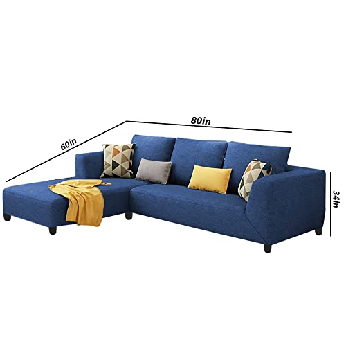 Image of Casaliving Minta LHS 4 Seater L Shape Sofa Set for Living Room (Blue Premium Colour Fabric) Sofa Set