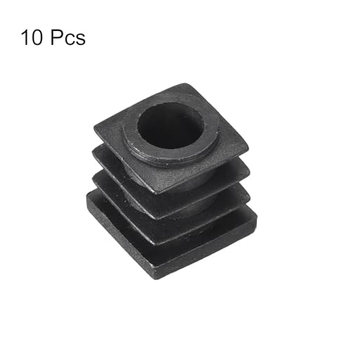 Image of uxcell 10Pcs Inserts for Square Tubes with M6-1.0mm Thread, for 0.63 inchx0.63 inch OD Square Tube, Black Plastic Plug Caster Insert Chair End Caps Furniture
