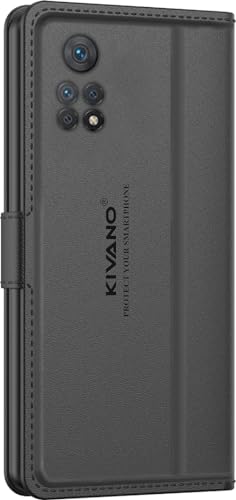 Image of KIVANO LUXE Compatible for Redmi Note 11 Pro /Redmi Note 11 Pro Plus 5G Luxury Handmade Leather Magnetic Flip Folio Case | Card Holder & Kickstand | Slim Protective Cover | Unisex - Black