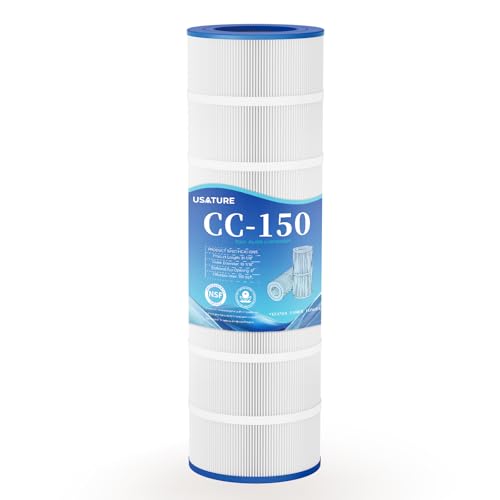 USATURE CC150 Pool Filter Cartridge Replacement for Pentair Clean & Clear 150 CC150 R173216 Pleatco PAP150 Unicel C-9415 Filbur FC-0687 150 sq.ft Cartridge L x OD: 31-1/8 x 10-1/16