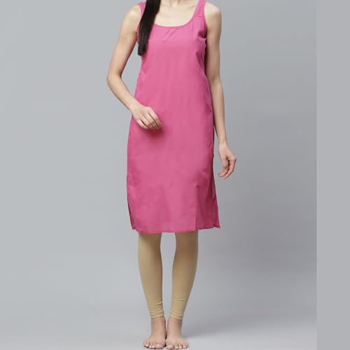 Image of Women's Sleeveless Cotton Inner Slip Dress Round Neck Soft Comfortable Fit Full Length Camisole Innerwear Summer top Undergarment for Girls