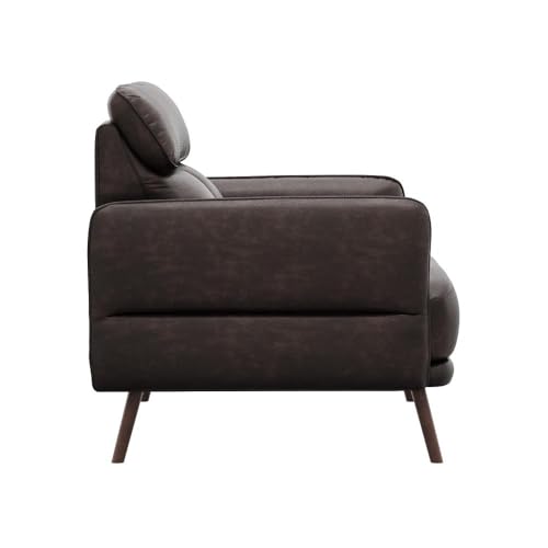 Image of Wakefit Sofa Set | 5 Year Warranty | Sofa 1 Seater, 1 Seater Sofa for Living Room, Wooden Sofa Set, Single Seater - Azores(Robin : Brown)